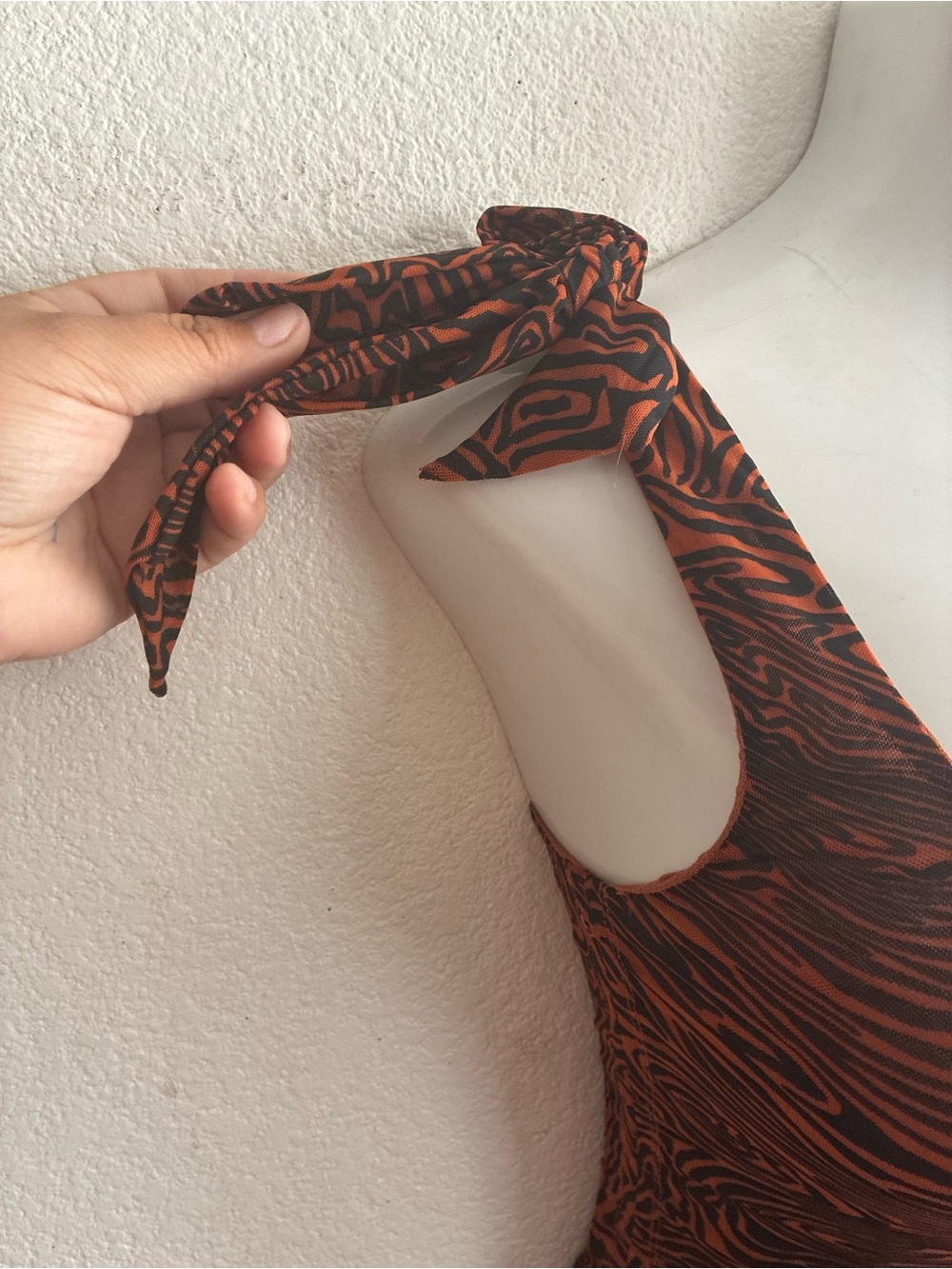 Free People Rust Zebra-Print Ruffle Strap Square Neck Crop Top S - Picture 5 of 13